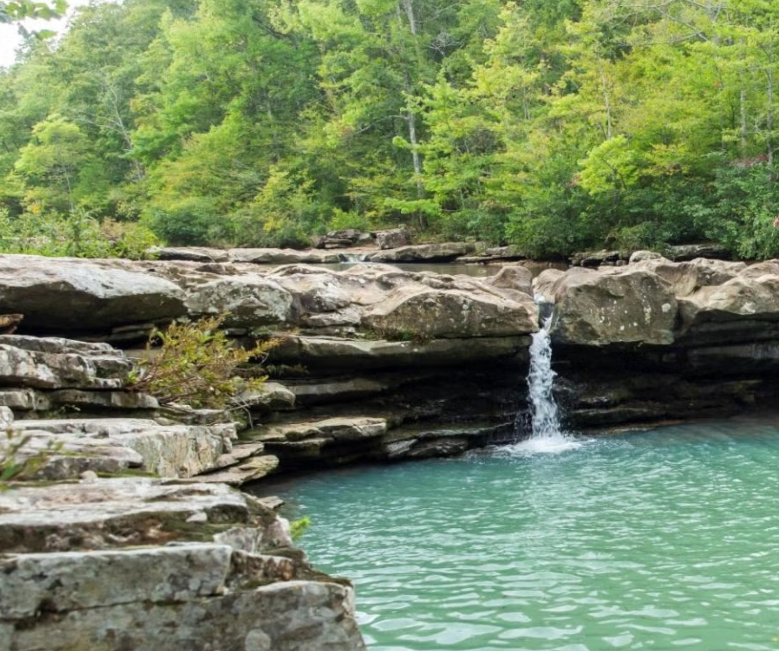 Scenic waterfall on an Arkansas river in the Ozarks